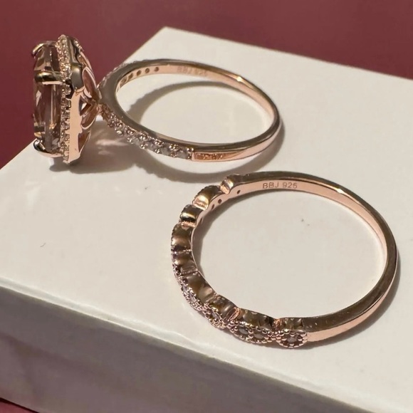 4.24ctw Blush Zircon and CZ Rose Gold Plated 925 Sterling Silver Ring Set Size 8 - Picture 5 of 5